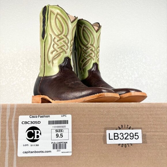 NEW Lane Capitan Mens Cowboy Boots CISCO 9.5D Brown Green Western Square Toe - Picture 9 of 10